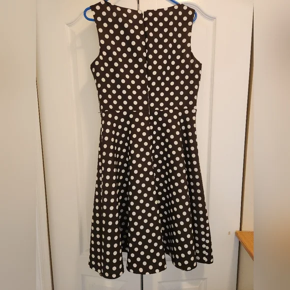 KASPER Brown Polka Dot Dress w/Belt - Picture 3 of 13